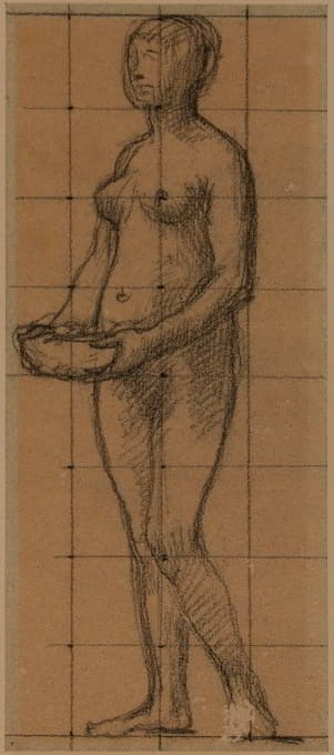 Pierre Puvis de Chavannes - Femme nue de face, tenant un bol dans ses mains