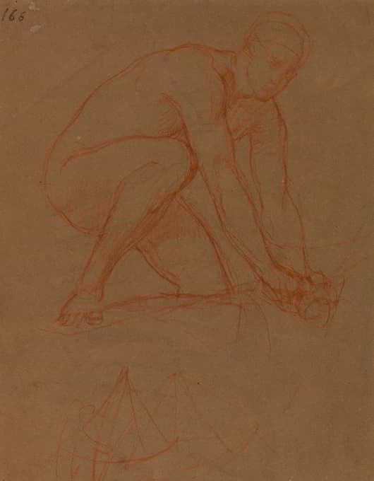 赤身裸体的男人蹲在地上学习卡列特