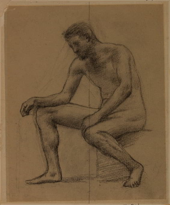 裸体男人坐着