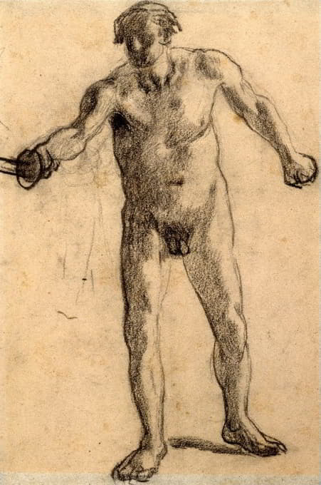 Pierre Puvis de Chavannes - Homme nu debout, tenant un sabre dans la main droite
