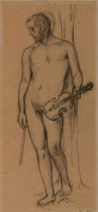 赤身裸体，手持小提琴和弓箭手