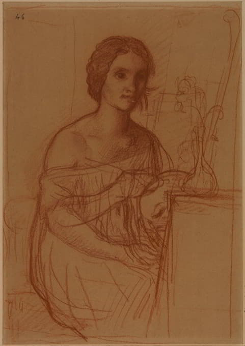 Pierre Puvis de Chavannes - Une femme assise, peignant un vase