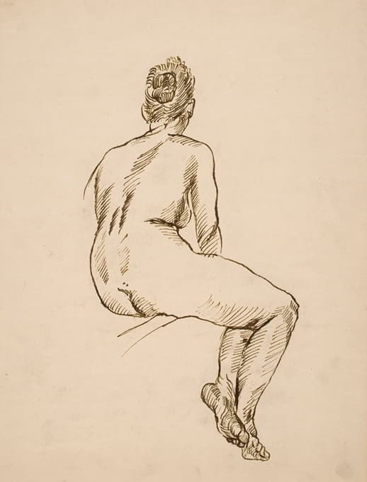 裸体练习，坐着的女人