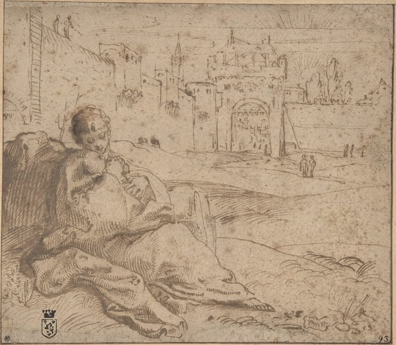Annibale Carracci - The Virgin and Child Resting Outside a City Gate