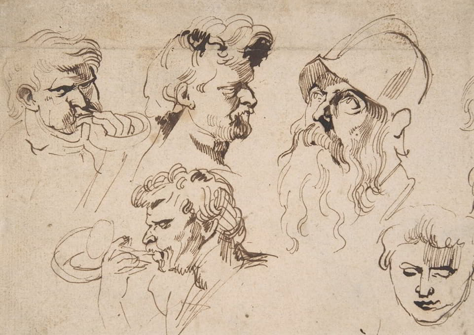 Anthony van Dyck - Sheet of Studies of Heads