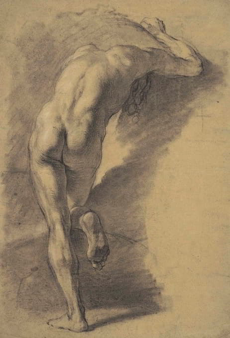 Etienne-Maurice Falconet - Académie d’homme nu, vu de dos, se courbant en avant