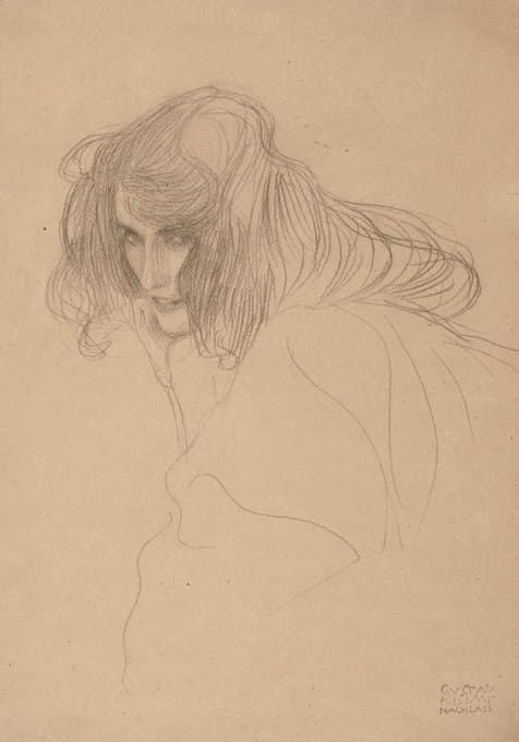 Gustav Klimt - Head of a Woman in Three-Quarter Profile (Study for the Beethoven Frieze)