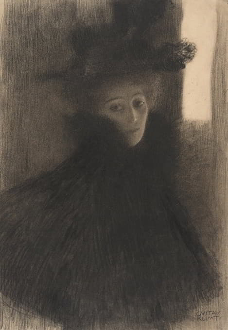 Gustav Klimt - Portrait of a Lady with Cape and Hat