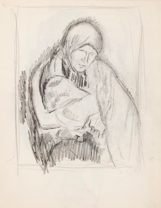 Magnus Enckell - Luonnos maalaukseen Äiti ja lapsi (Pietà)