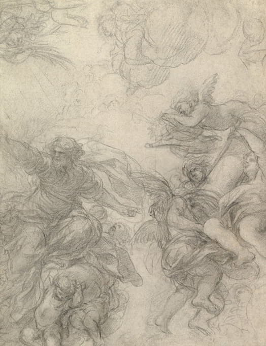 Pietro da Cortona - God the Father with Angels Holding Symbols of the Passion