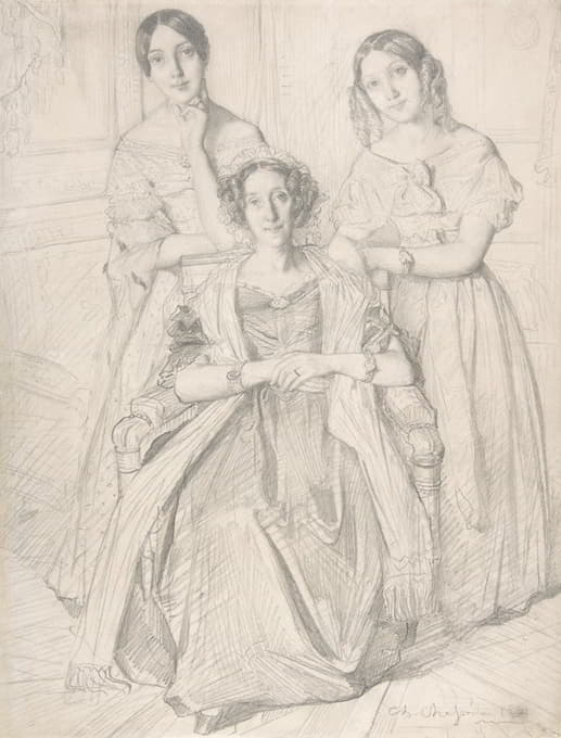 Théodore Chassériau - The Baroness Duperré and Her Daughters