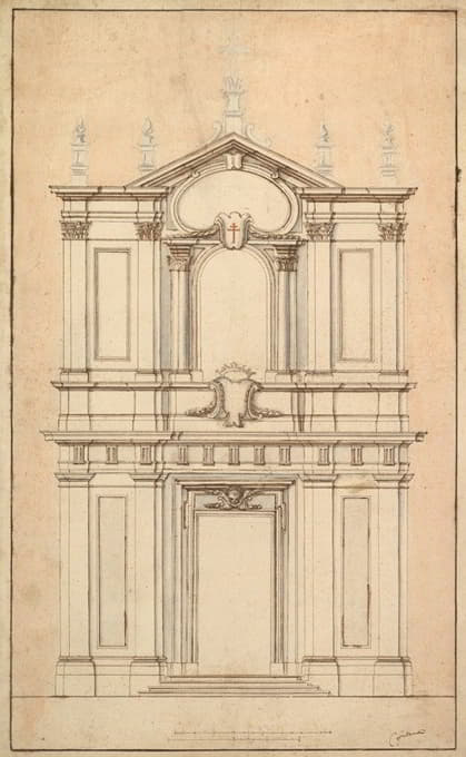 Carlo Fontana - Design for the Façade of Santi Faustino e Giovita, Rome