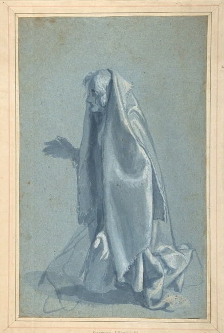 Cigoli (Ludovico Cardi) - Kneeling Female Figure in Profile to Left