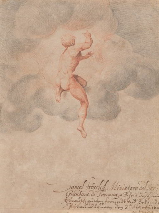 在云层中从背后看到的裸体男性（米开朗基罗·博纳罗蒂之后）