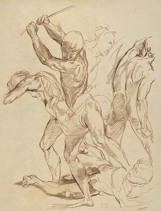 Eugène Delacroix - Combat of Nude Men, after Raphael