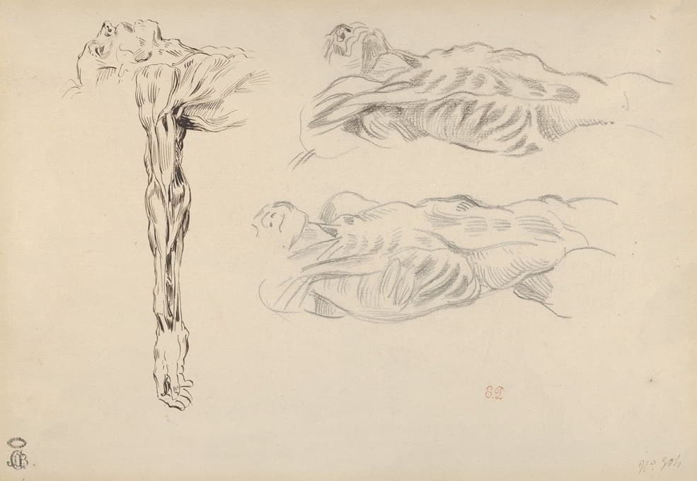 Eugène Delacroix - Écorché; Three Studies of a Male Cadaver