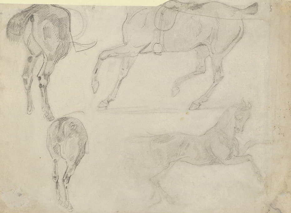 Eugène Delacroix - Four Studies of Horses