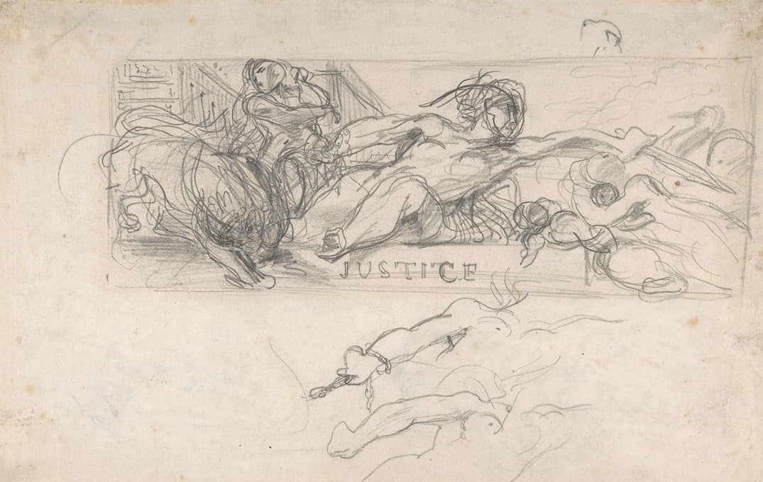 Eugène Delacroix - Studies of allegorical figures, and architectural sketches