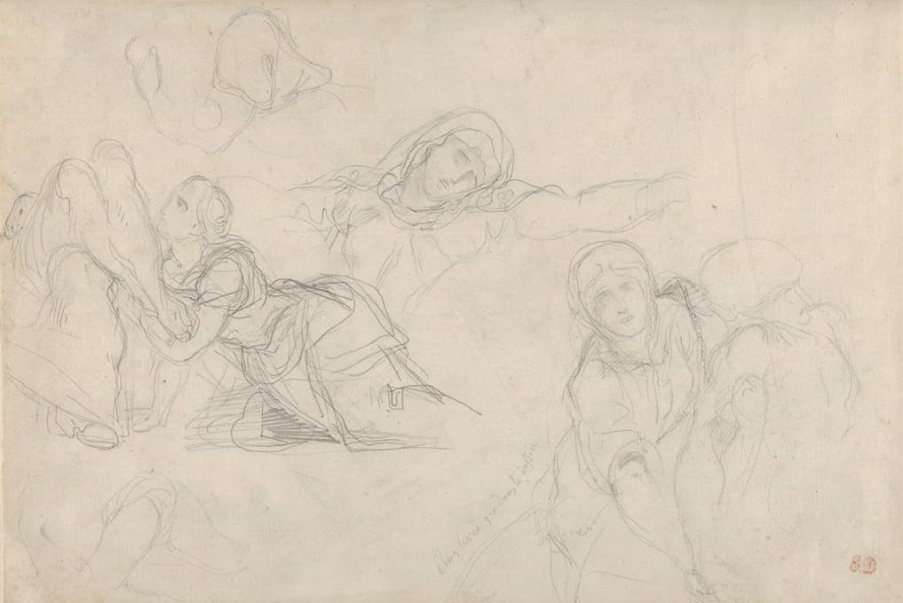 Eugène Delacroix - Studies of the Virgin and Holy Women for ‘The Lamentation’