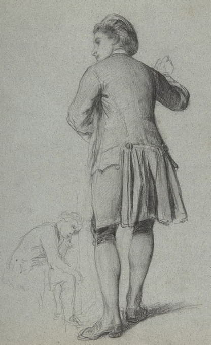 François-Claudius Compte-Calix - Study of a standing man knocking; sketch of a sitting man