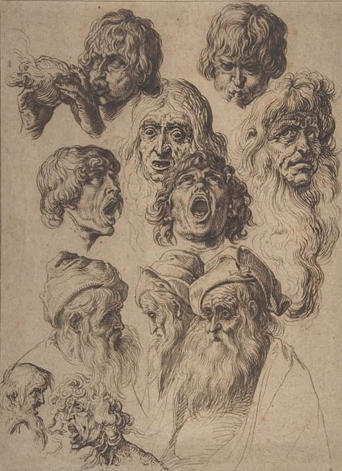 Jacob de Gheyn II - Study of Eleven Heads