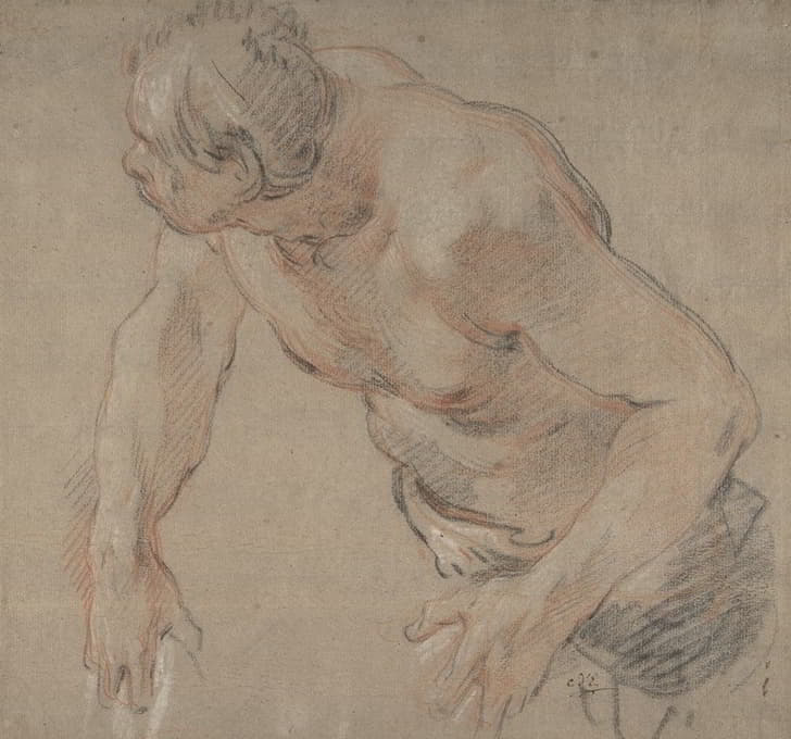 Jean-Baptiste Deshays - Half Figure of a Man, Nude to the Waist