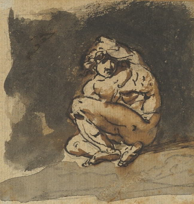 Nicolai Abraham Abildgaard - Study of a Male Nude (Althaemenes) Trying to Hide Himself