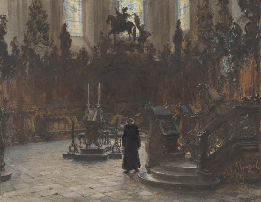 Adolph Menzel - The Choirstalls in the Mainz Cathedral