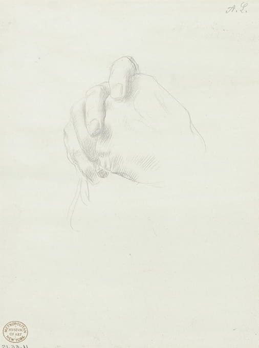 爱德华·D·亚当斯画像中的手习作