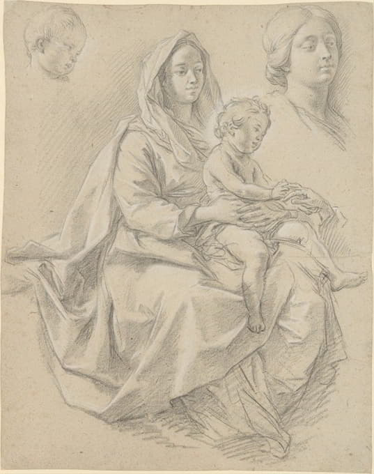 Etienne Parrocel - Seated Woman with a Child on her Lap (Study for a Mystic Marriage of St. Catherine of Alexandria)