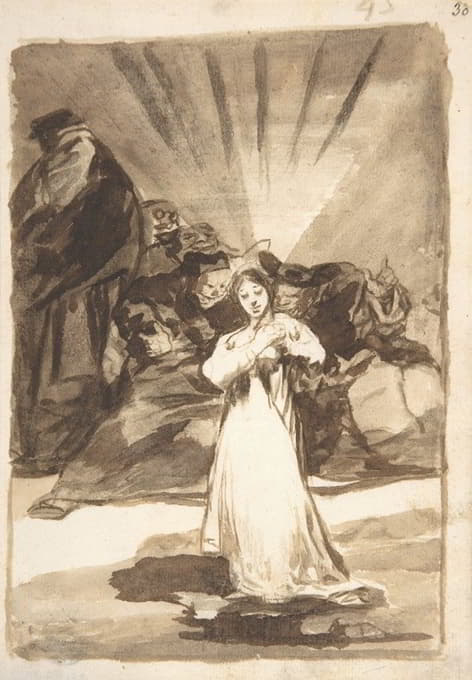 Francisco de Goya - A radiant female figure beset by dark spirits