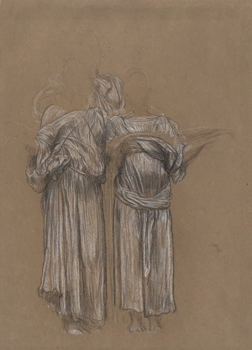 Frederic Leighton - Study of Three Standing Draped Female Figures for ‘Music’