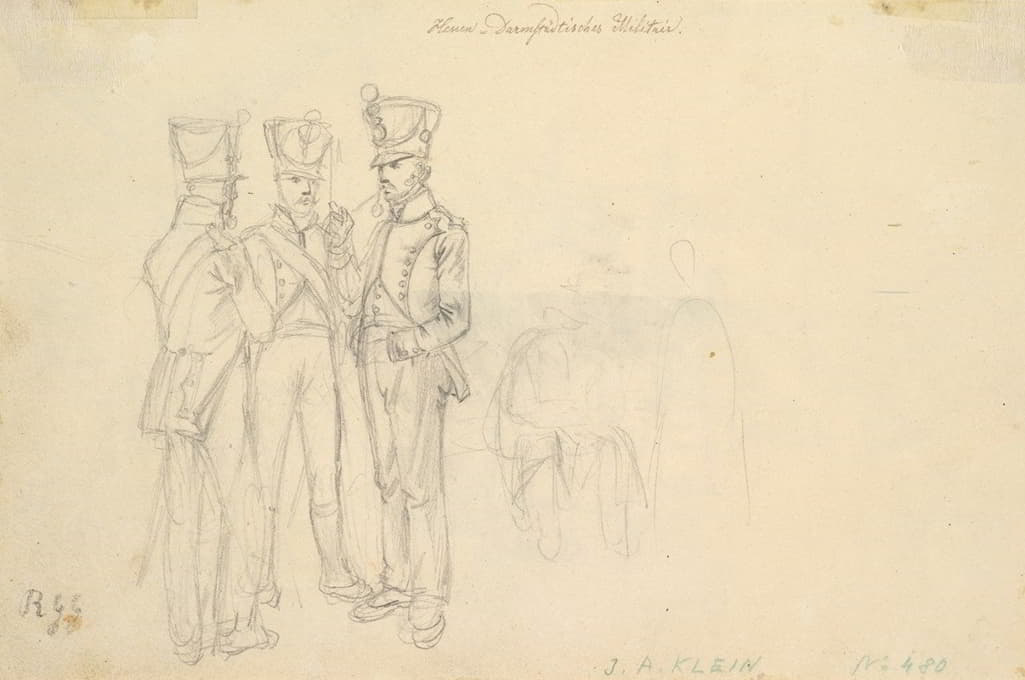 Johann Adam Klein - Study of Three Soldiers and Two More Figures