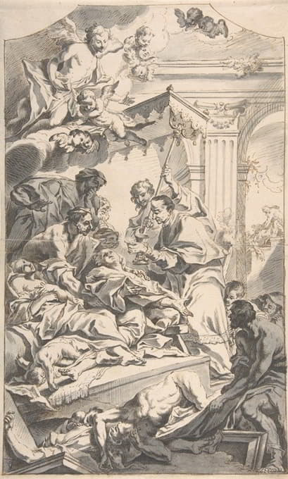 Johann Daniel Herz the Elder - Saint Carl Borromäus Giving Extreme Unction to the Plague-Stricken.