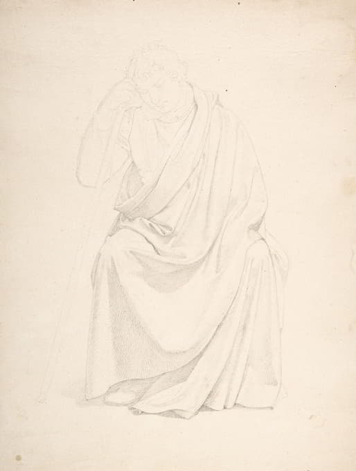 Friedrich Overbeck - A Drapery Study of a Seated Man early