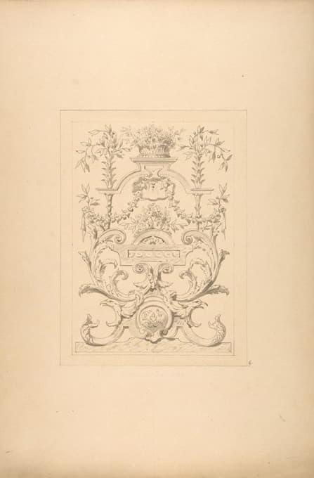 Jules-Edmond-Charles Lachaise - Design for a decorative panel in the Baroque style for the Chateau de Vaux-Praslin