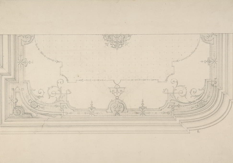 Jules-Edmond-Charles Lachaise - Design for the decoration of a wiling with strapwork and rinceaux