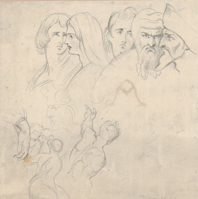 Theodor Richard Edward von Holst - A Group of Five Heads and Further Studies