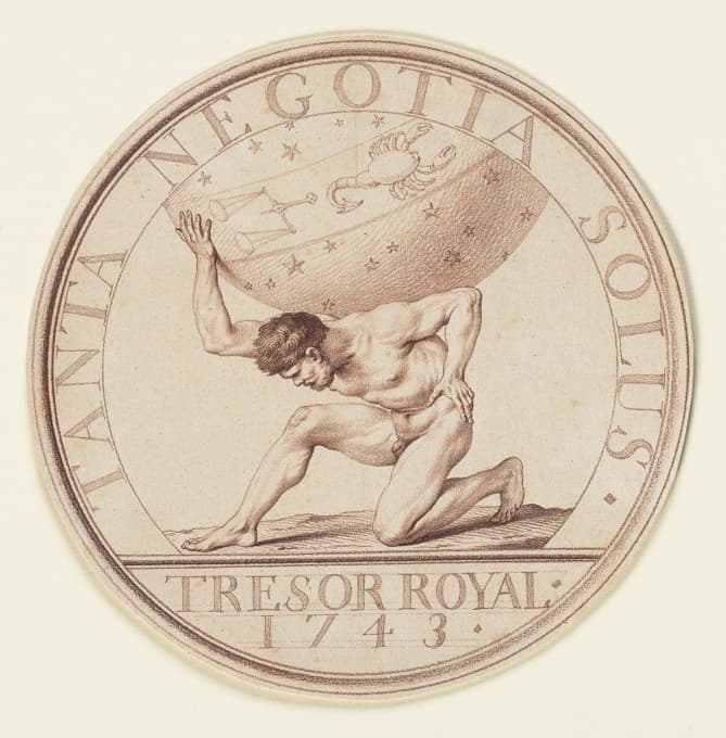 阿特拉斯戴着天球（特殊硬币“1743年皇家司库”）