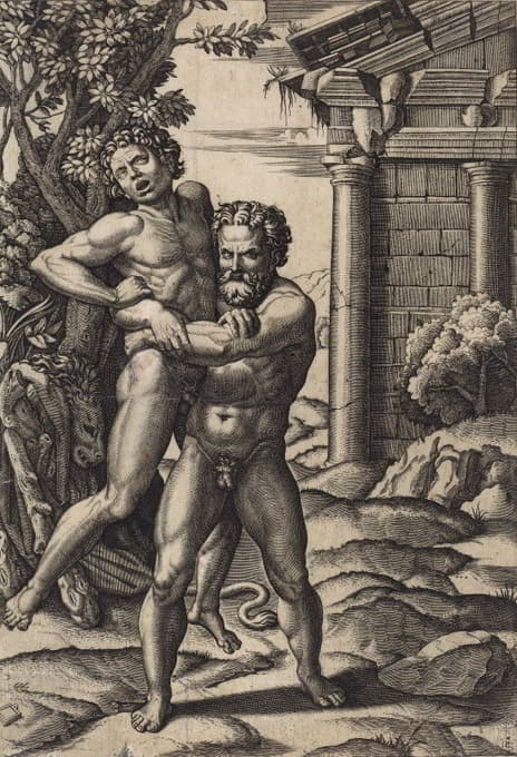 Marcantonio Raimondi - Hercules and Antaeus