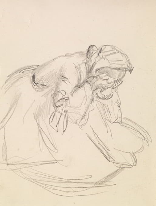 Sir John Everett Millais - Female – Sketch of a distraught Woman, seated