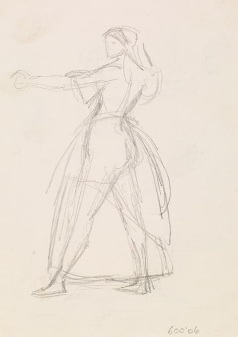 Sir John Everett Millais - Female – Study of a Woman in a threatening Attitude, Arm raised