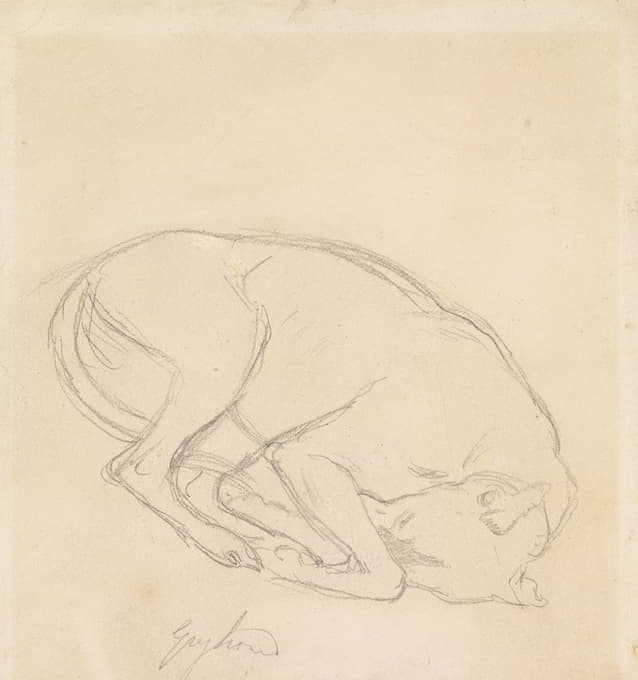 Sir John Everett Millais - Studies of a chin, a sleeping dog, annotated ‘greyhound’