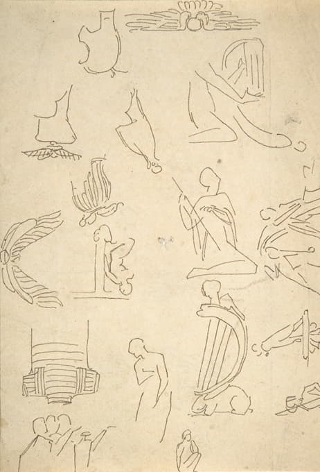 各种埃及细节和人物的草图