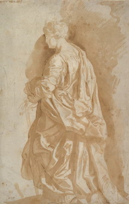 Circle of Peter Paul Rubens - Study of a Standing Female Saint