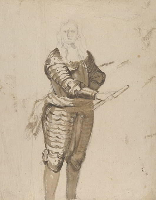 Cornelis Schut - Study of a Standing Commander Holding a Staff