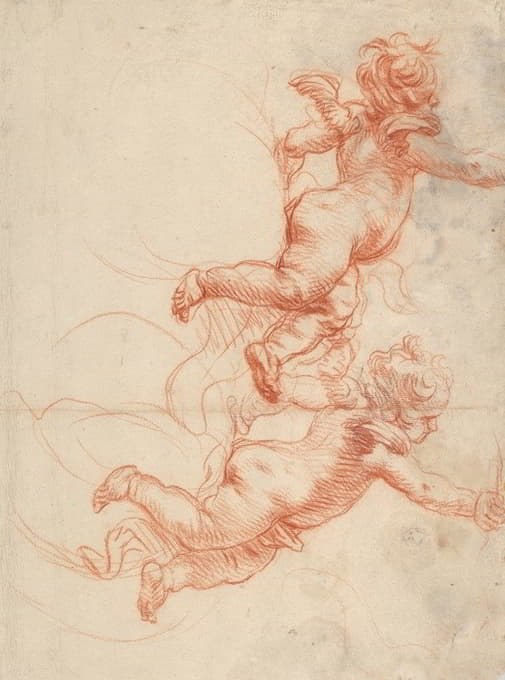 Cornelis Schut - Two Studies of a Flying Putto