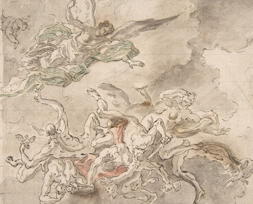 Francesco Solimena - Study for the Fall of Simon Maqus, S. Paolo Maggiare, Naples, 1690