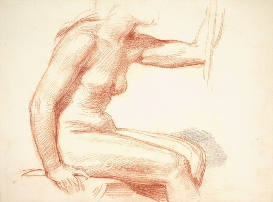 女性裸体坐姿的习作