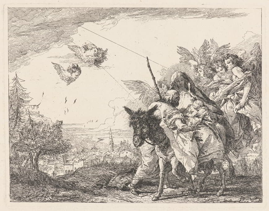 Giovanni Domenico Tiepolo - Joseph, Standing, Adores the Child
